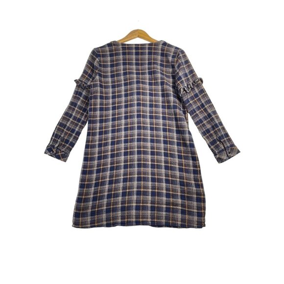 Madewell Plaid‎ Long Sleeve Dress size Small Blue/Yellow AS IS - Picture 4 of 7
